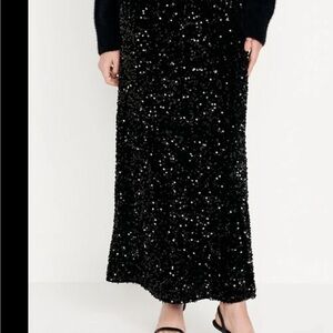 Old Navy Black Sequin A-Line Skirt